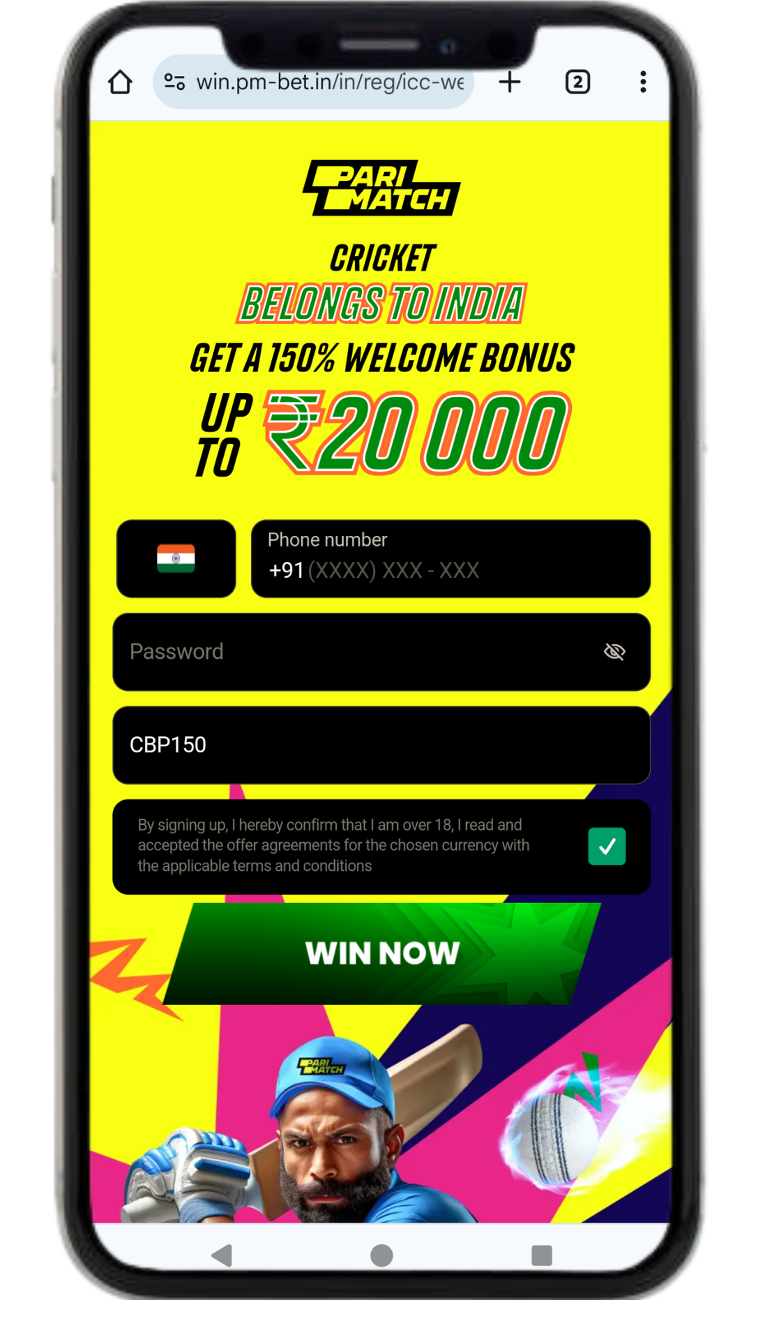 Parimatch Mobile Registration